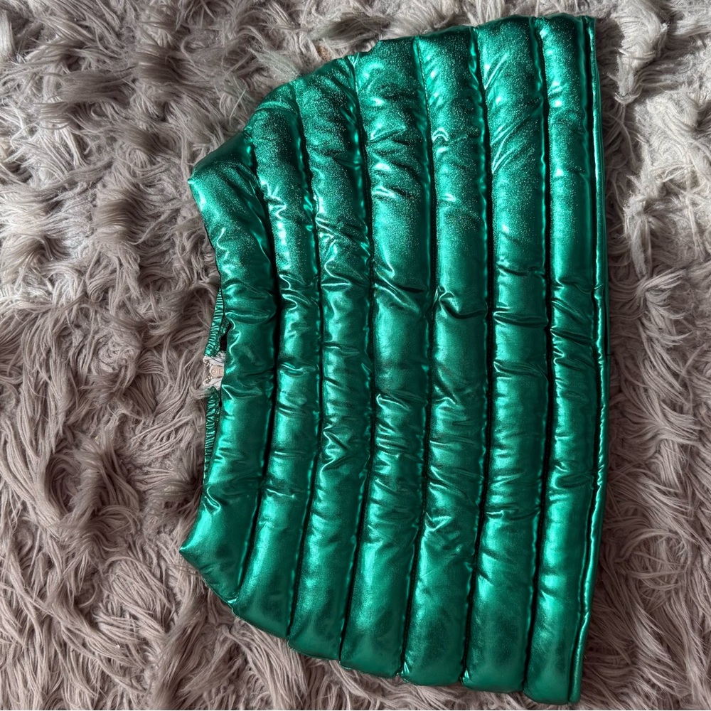Metallic Green Quilted Skirt